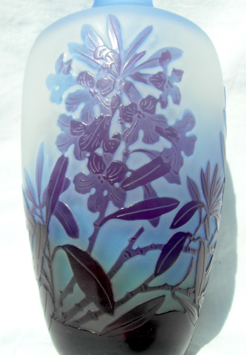 Vase art-nouveau à décor de lauriers gravés par Gallé, era 1900 DAUM-photo-4