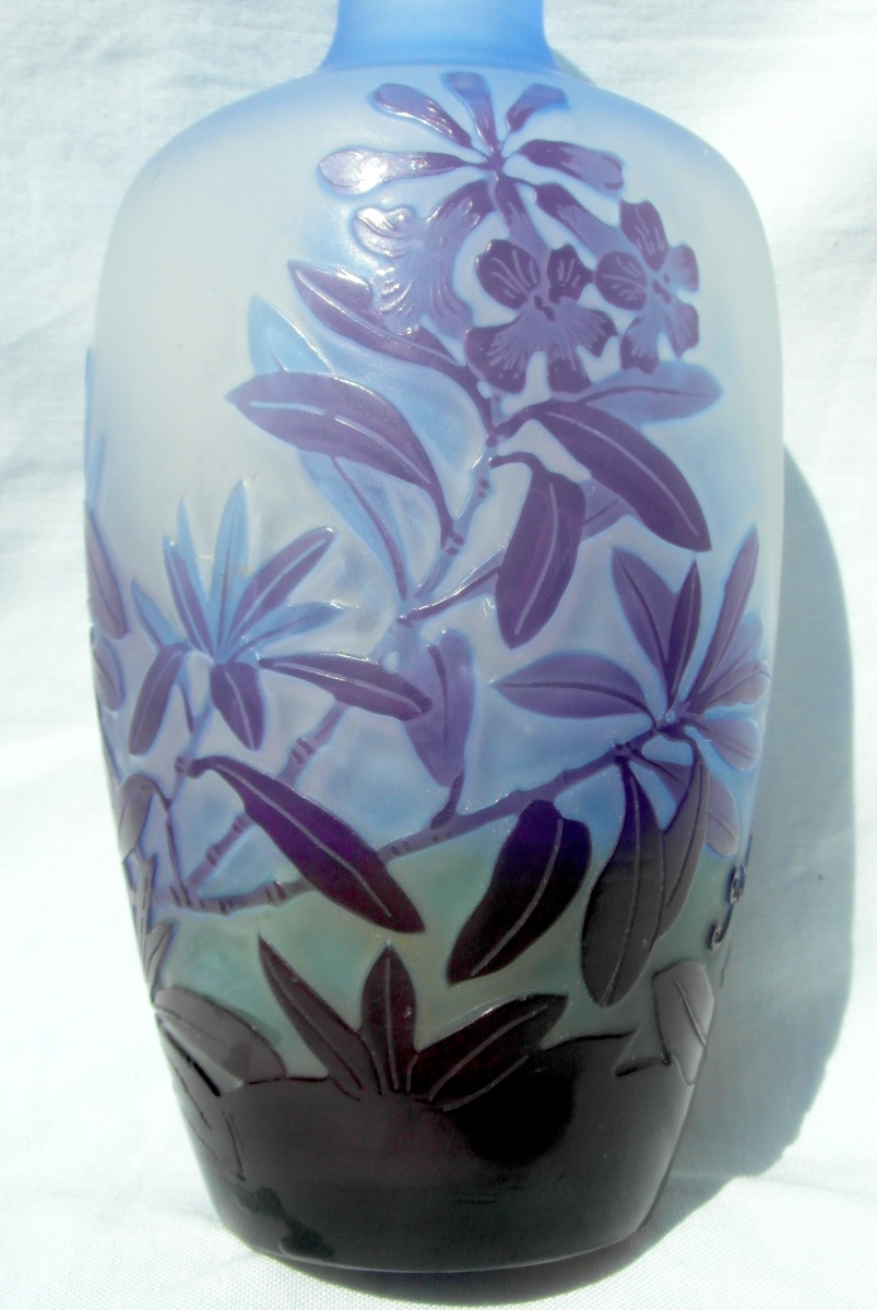 Vase art-nouveau à décor de lauriers gravés par Gallé, era 1900 DAUM-photo-5
