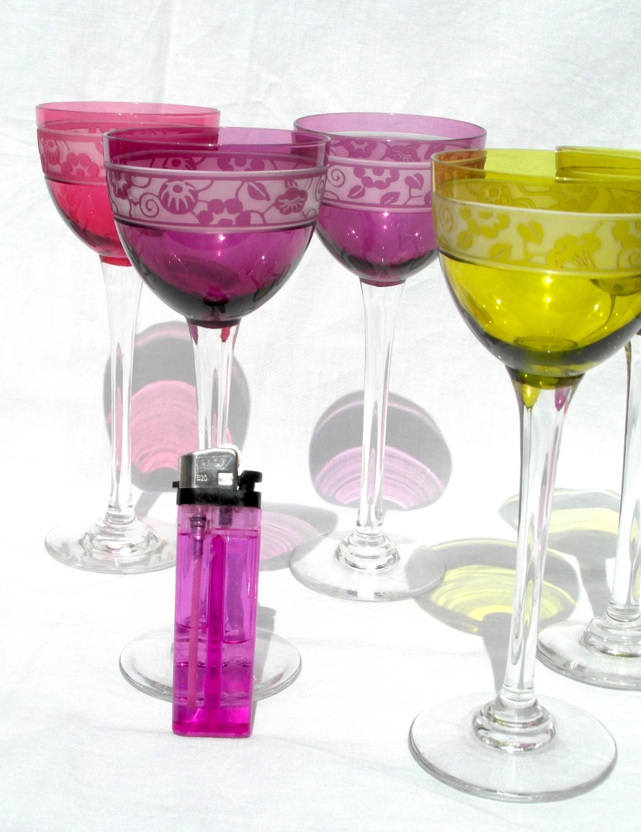 Suite de 11 verres gravés à l'acide art-déco "Cristal de Nancy", vers 1925, era daum Galle-photo-4
