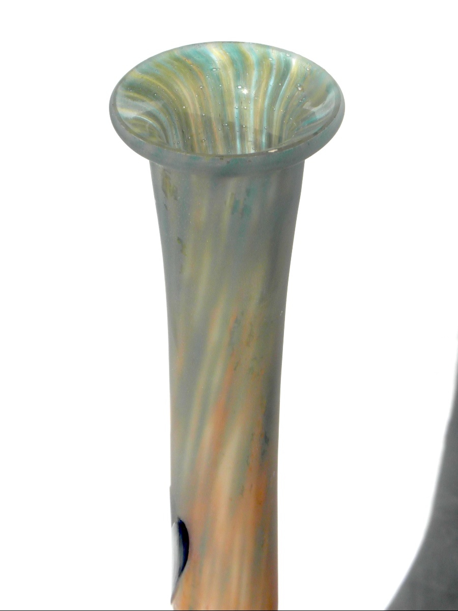 Rare vase "Libellules au coucher du soleil" par Muller frères, 36 cm , parfait, era daum galle-photo-2