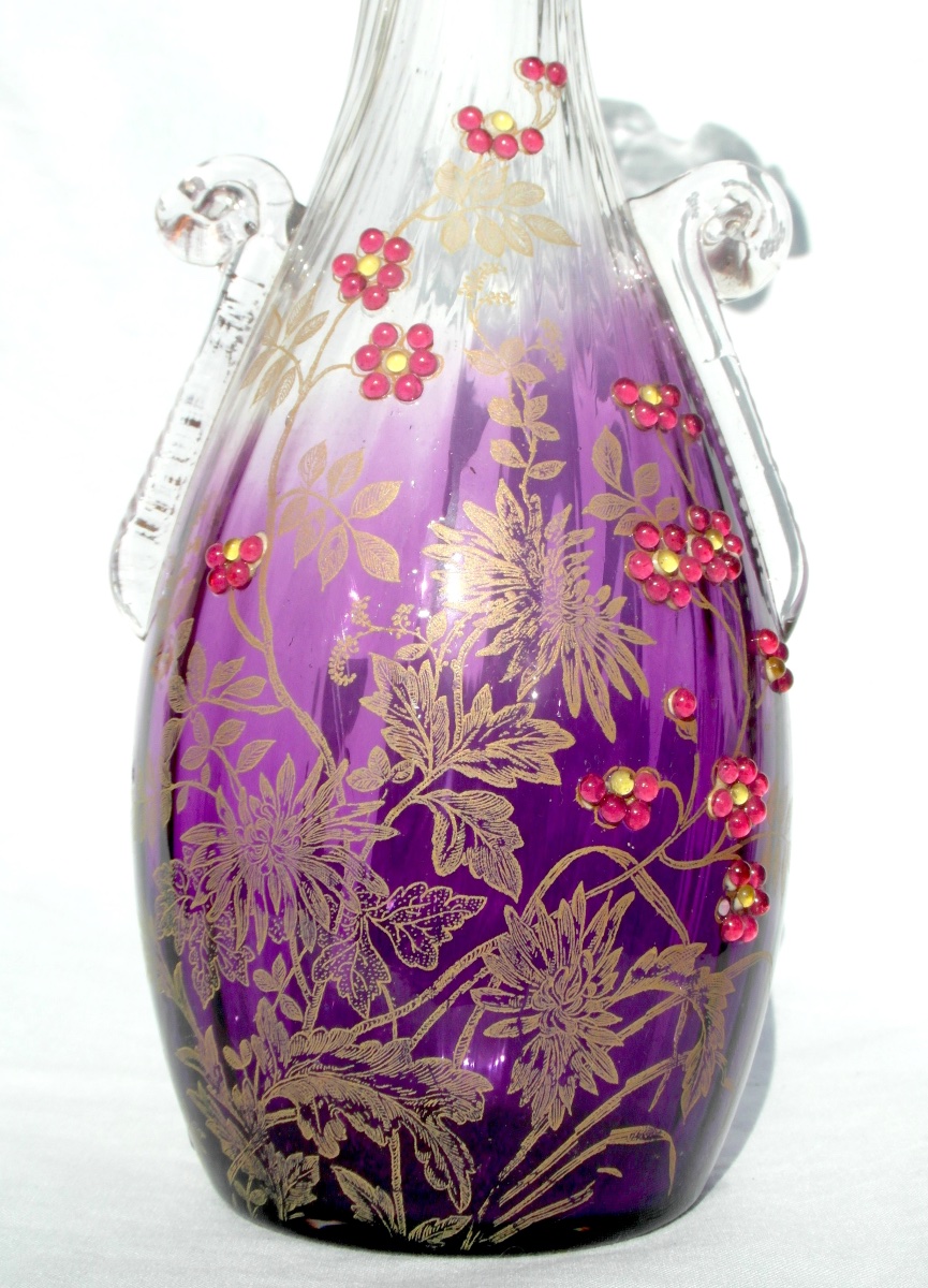 Original Legras Vase With Daisies And Embellishments, Circa 1900, Daum-galle Era-photo-3