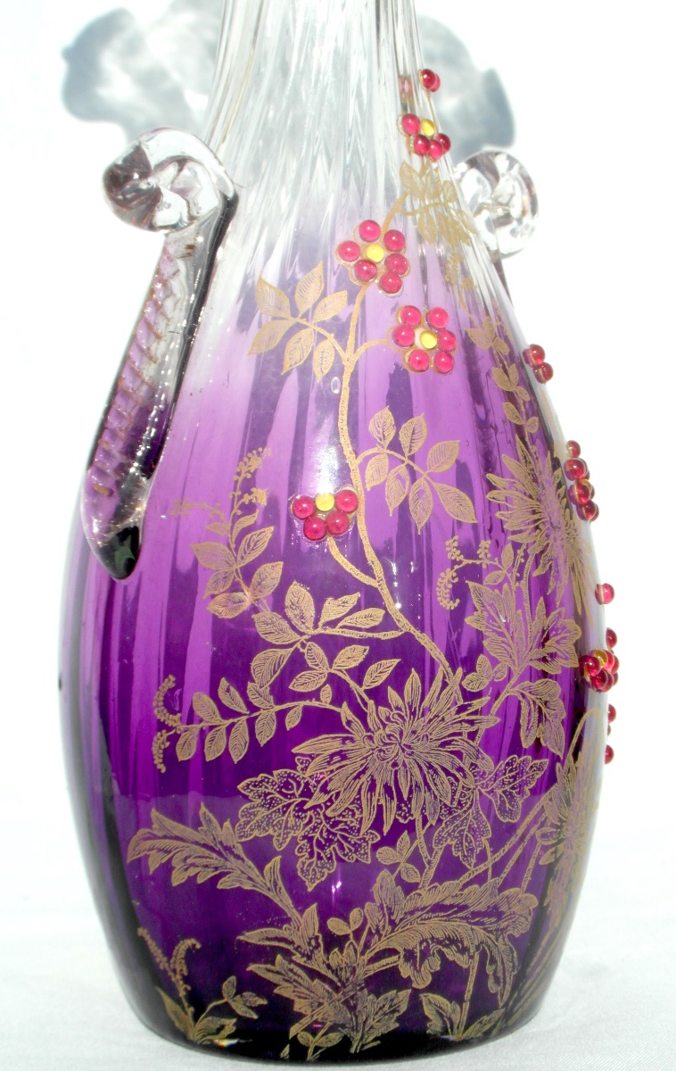 Original Legras Vase With Daisies And Embellishments, Circa 1900, Daum-galle Era-photo-4