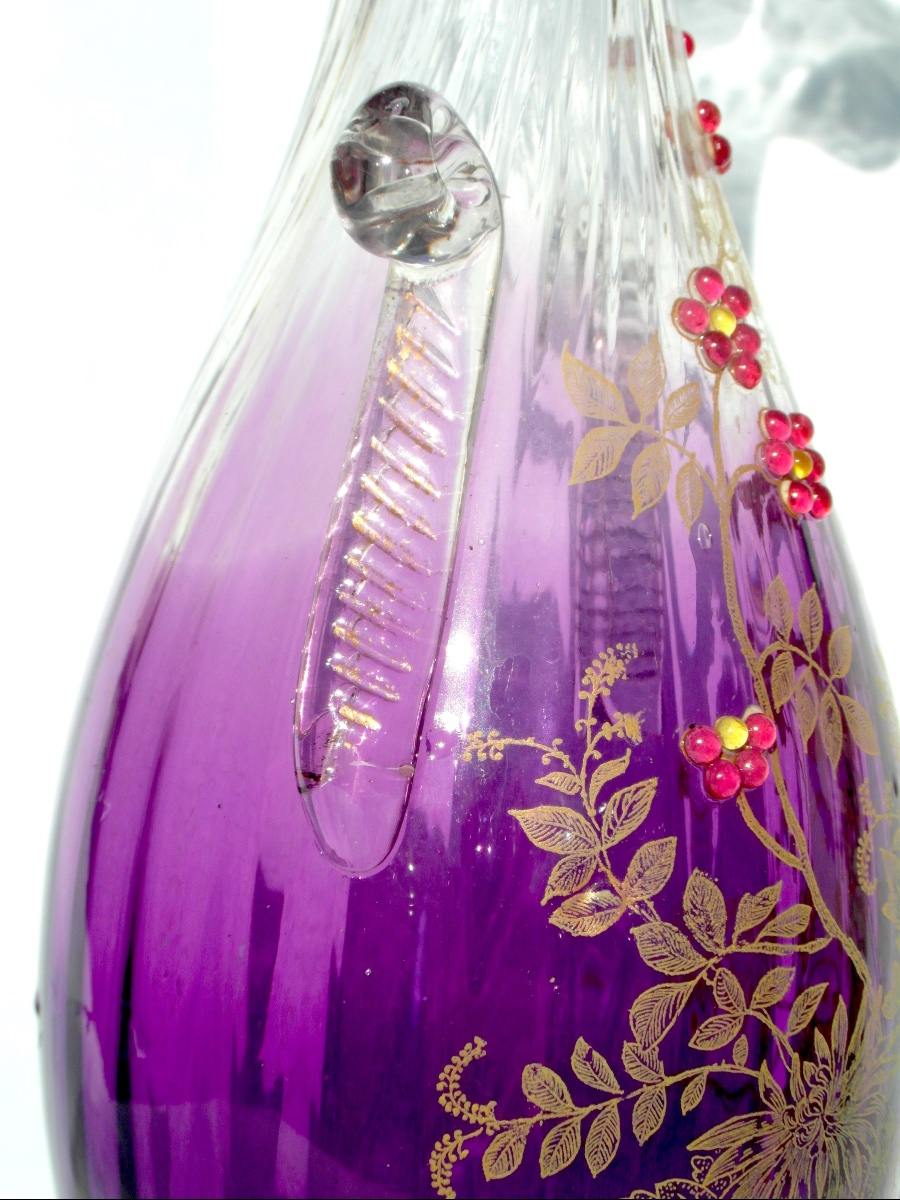 Original Legras Vase With Daisies And Embellishments, Circa 1900, Daum-galle Era-photo-3