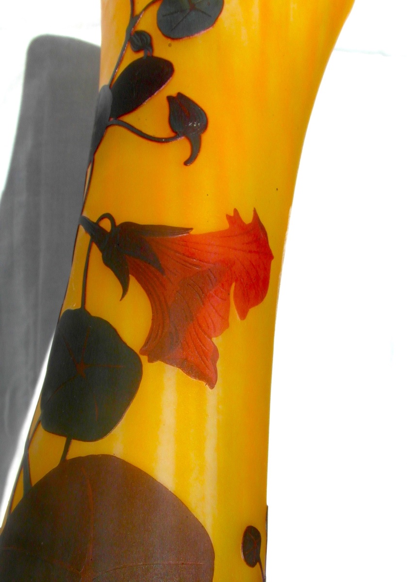 Large Daum Vase With Red Nasturtiums, 52 Cm, In Perfect Condition, Era Galle, 1900 -photo-8