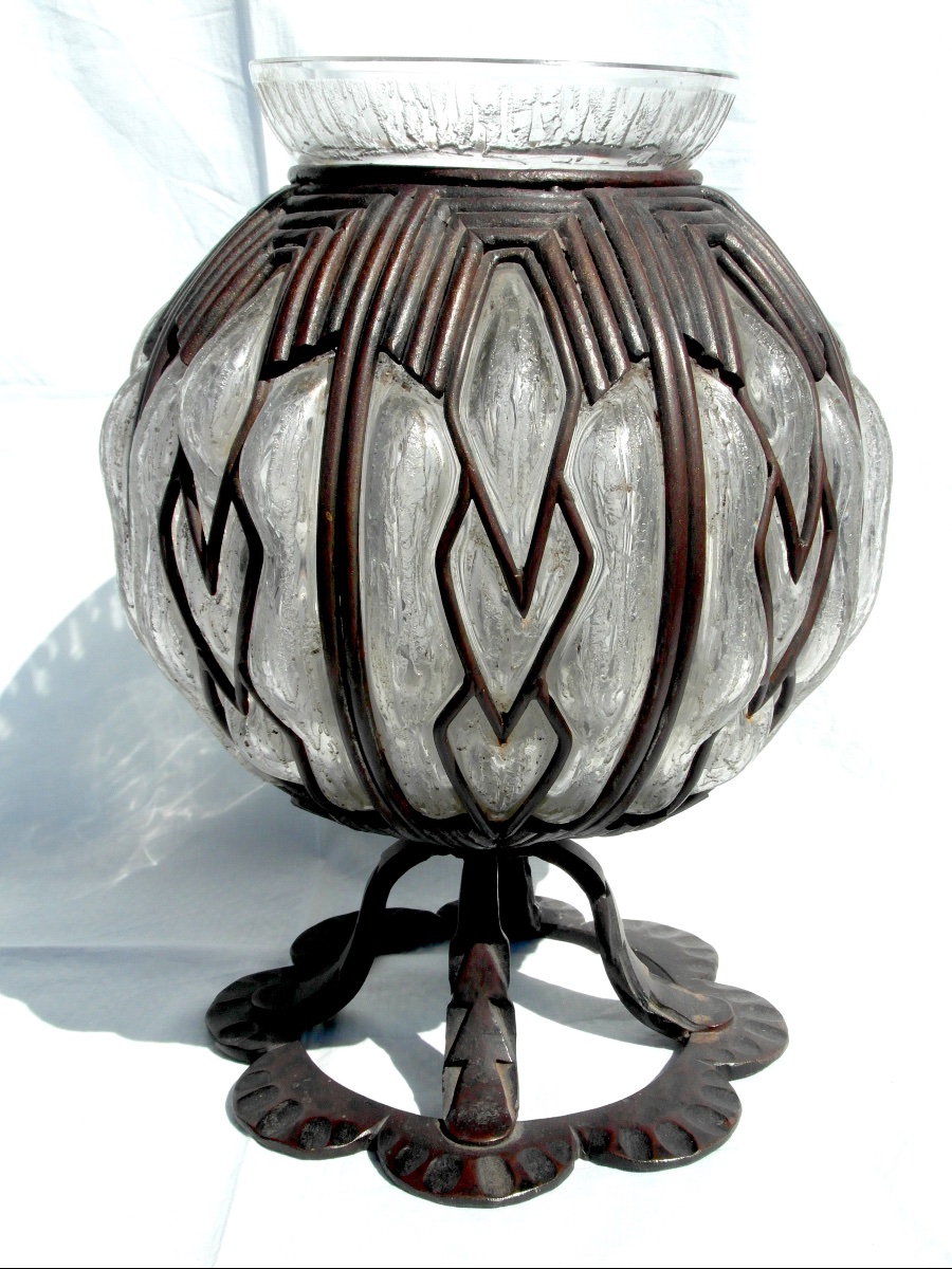 Important vase Art-déco Daum Et Majorelle, Parfait, 37 Cm, 10 Kilos, Era Galle 1920-photo-2