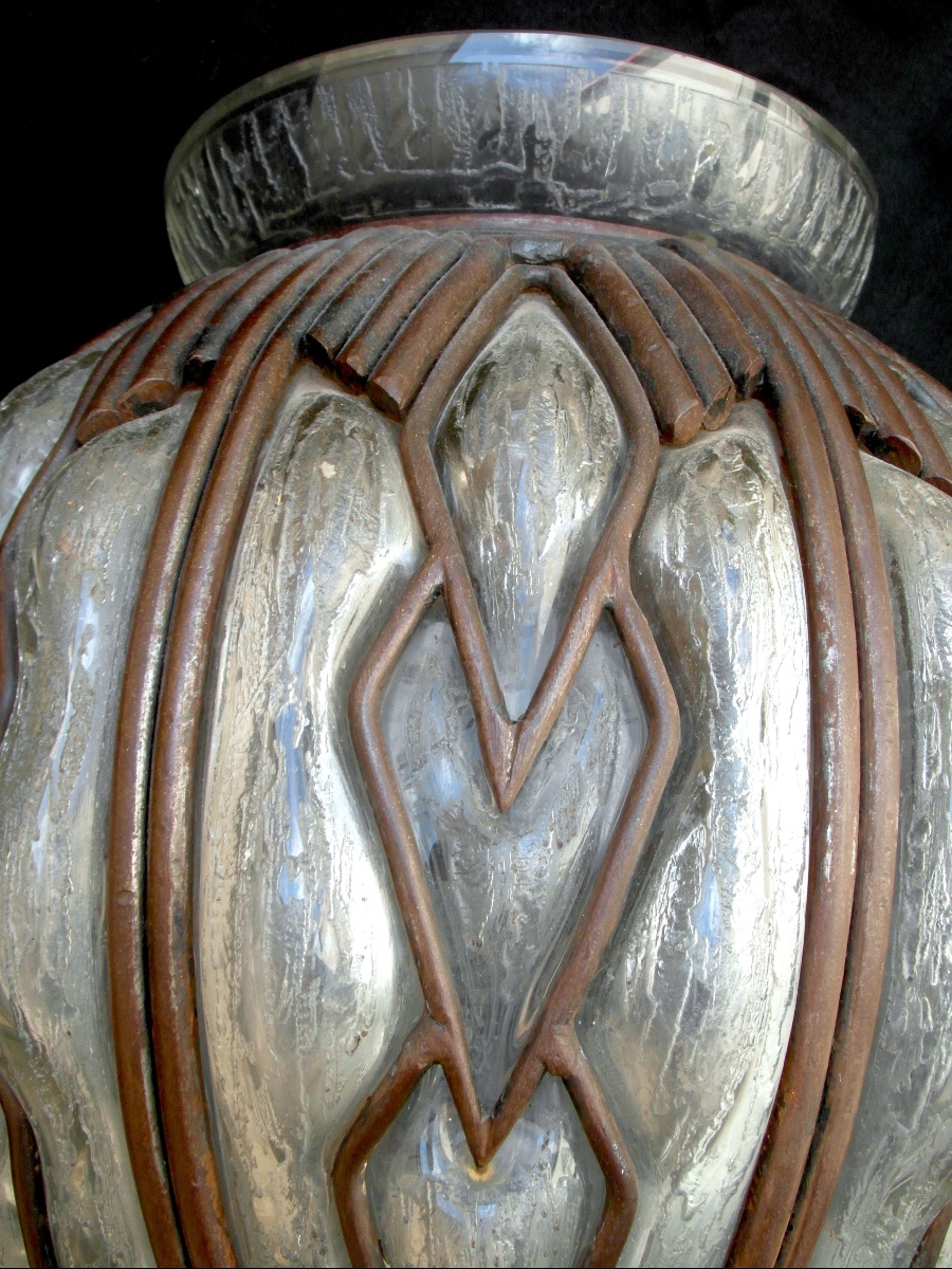 Important vase Art-déco Daum Et Majorelle, Parfait, 37 Cm, 10 Kilos, Era Galle 1920-photo-2