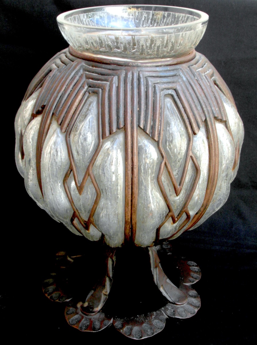 Important vase Art-déco Daum Et Majorelle, Parfait, 37 Cm, 10 Kilos, Era Galle 1920-photo-4