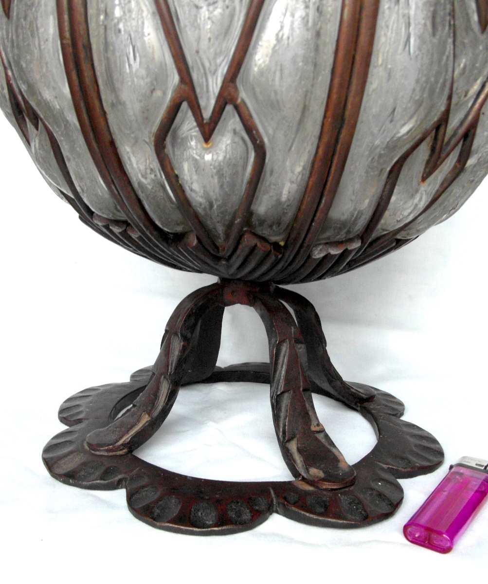 Important vase Art-déco Daum Et Majorelle, Parfait, 37 Cm, 10 Kilos, Era Galle 1920-photo-6