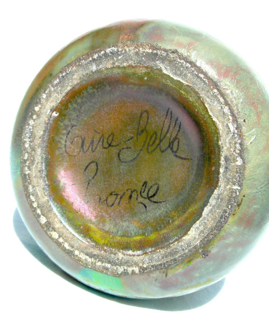 Rare vase aux chardons en céramique irisée Aire-Belle, , vers 1900, parfait era Massier Daum -photo-7