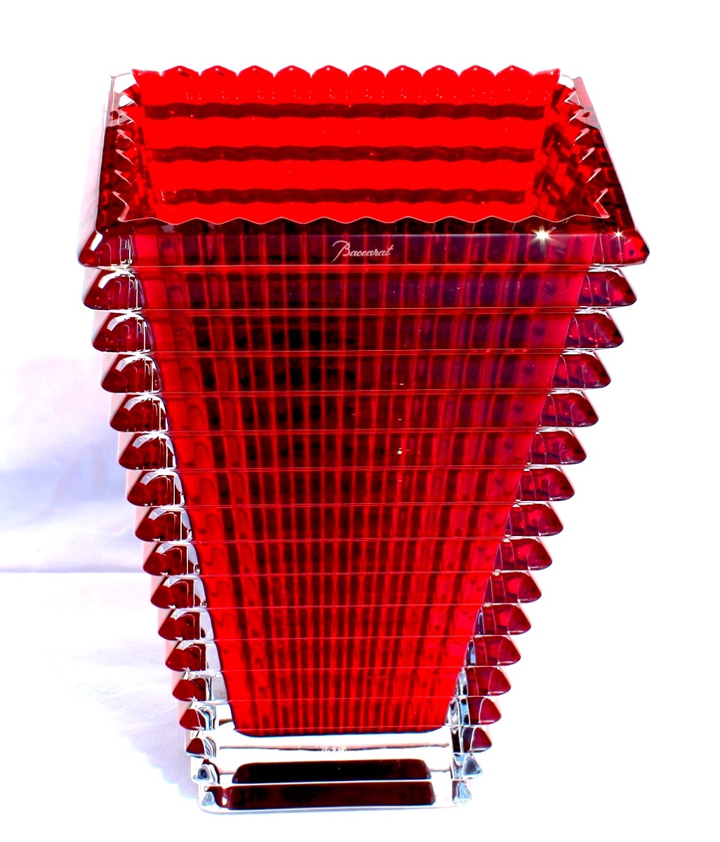Red Baccarat "eye" Vase, Large 30 Cm Model, In Perfect Condition, 5.6 Kg, Formerly Daum Lalique -photo-3