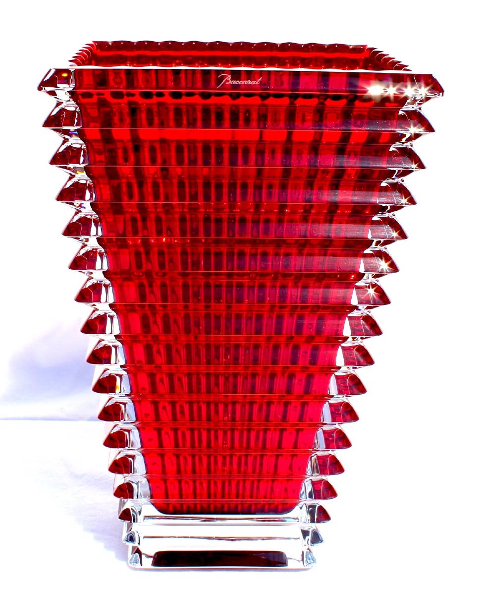 Red Baccarat "eye" Vase, Large 30 Cm Model, In Perfect Condition, 5.6 Kg, Formerly Daum Lalique 