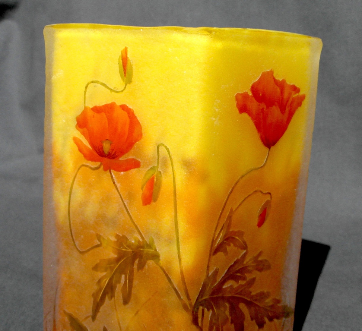 Vase art-nouveau à décor de coquelicots par Daum, parfait, era Gallé 1900-photo-3