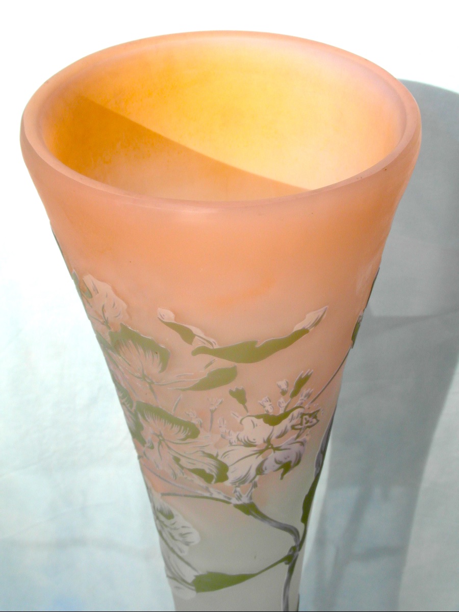 Monumental vase Gallé aux hortensias, parfait, 57 cm, era daum 1900-photo-3
