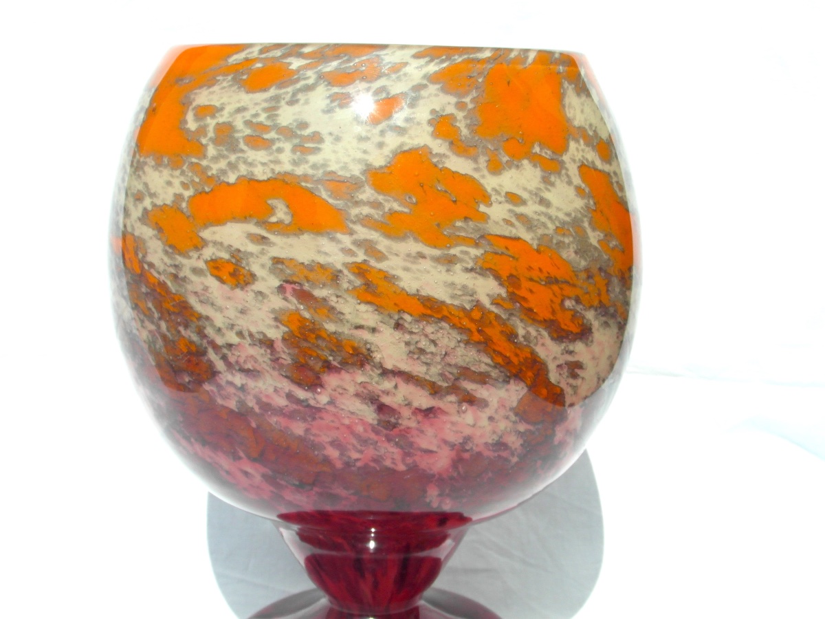 Art Deco Spherical Vase, "jade" Series By Schneider, In Perfect Condition, Formerly Daum Gallé-photo-3