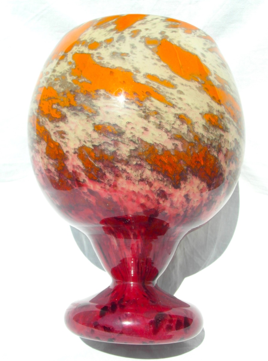 Art Deco Spherical Vase, "jade" Series By Schneider, In Perfect Condition, Formerly Daum Gallé-photo-1