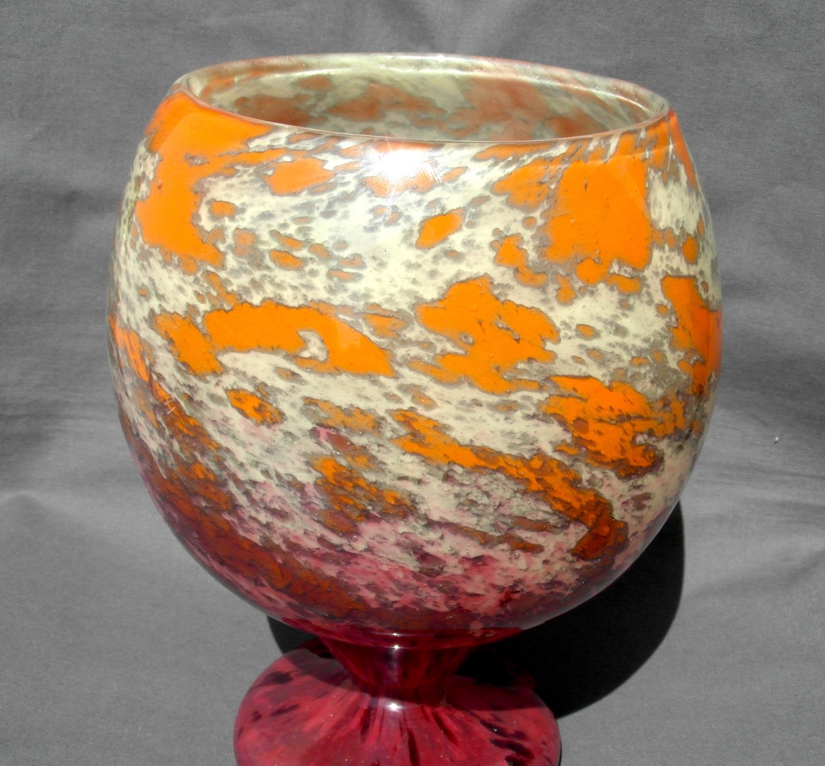 Art Deco Spherical Vase, "jade" Series By Schneider, In Perfect Condition, Formerly Daum Gallé-photo-5