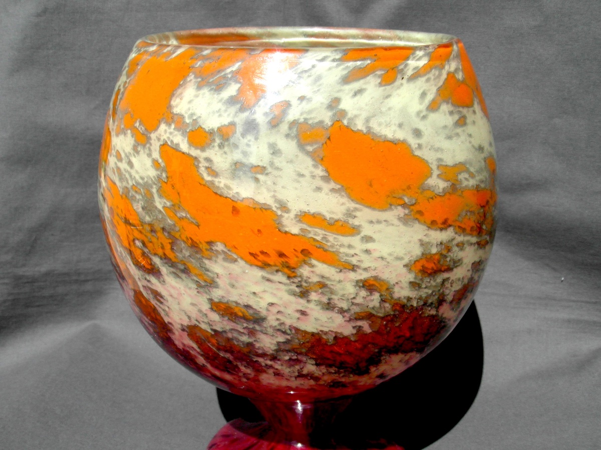 Art Deco Spherical Vase, "jade" Series By Schneider, In Perfect Condition, Formerly Daum Gallé-photo-6
