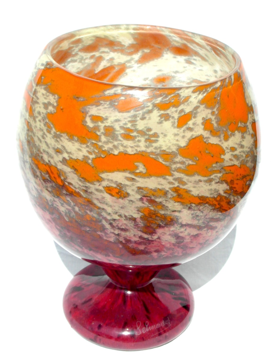 Art Deco Spherical Vase, "jade" Series By Schneider, In Perfect Condition, Formerly Daum Gallé
