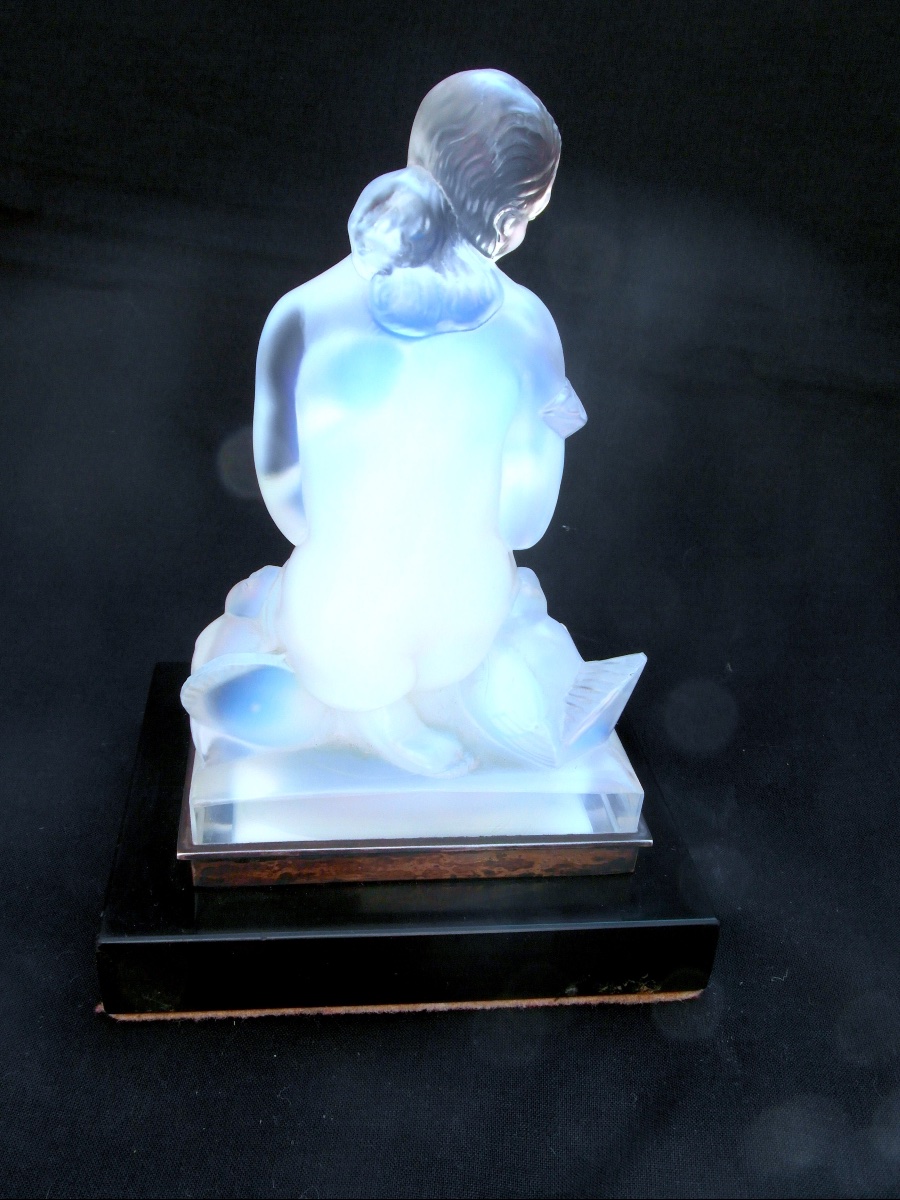 "woman With Doves," Opalescent Glass By Sabino, Formerly Daum Lalique, Art Deco-photo-7