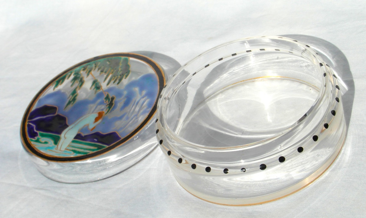 Art Deco Candy Box "la Toilette" By Marcel Goupy, From The Daum Lalique Marinot Era-photo-4