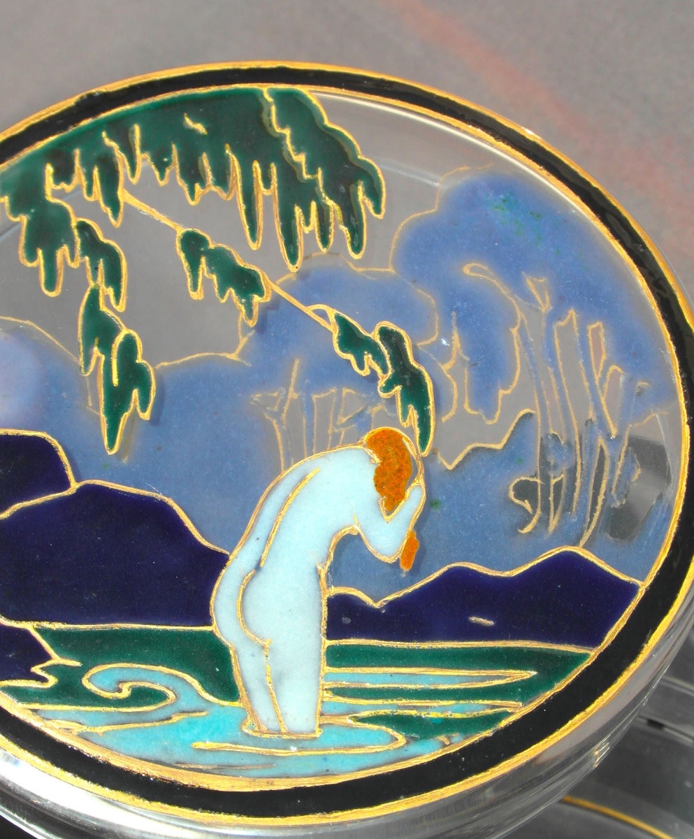 Art Deco Candy Box "la Toilette" By Marcel Goupy, From The Daum Lalique Marinot Era-photo-1