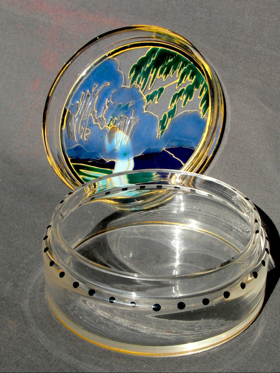 Art Deco Candy Box "la Toilette" By Marcel Goupy, From The Daum Lalique Marinot Era-photo-3