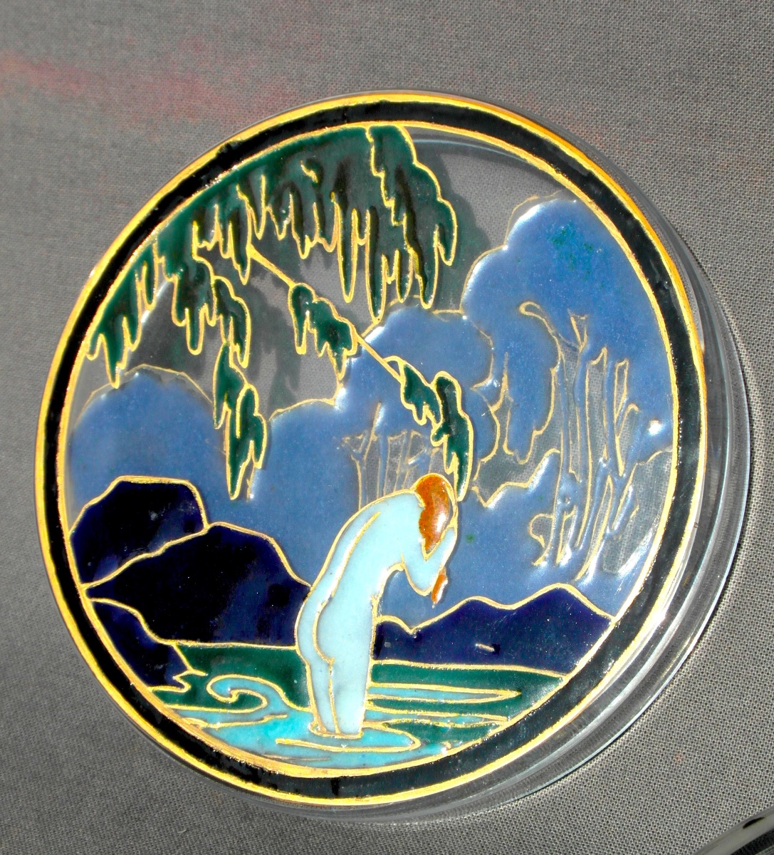 Art Deco Candy Box "la Toilette" By Marcel Goupy, From The Daum Lalique Marinot Era-photo-4