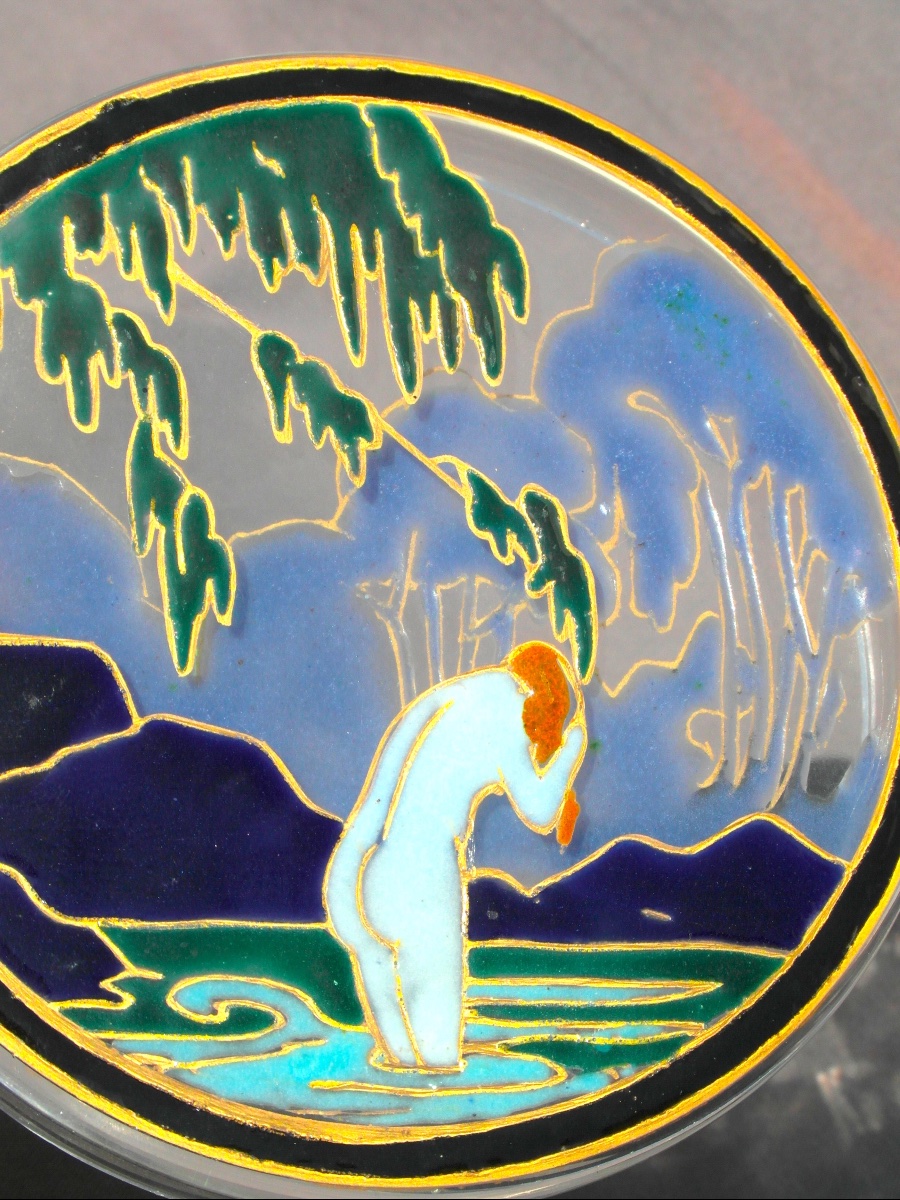 Art Deco Candy Box "la Toilette" By Marcel Goupy, From The Daum Lalique Marinot Era-photo-6
