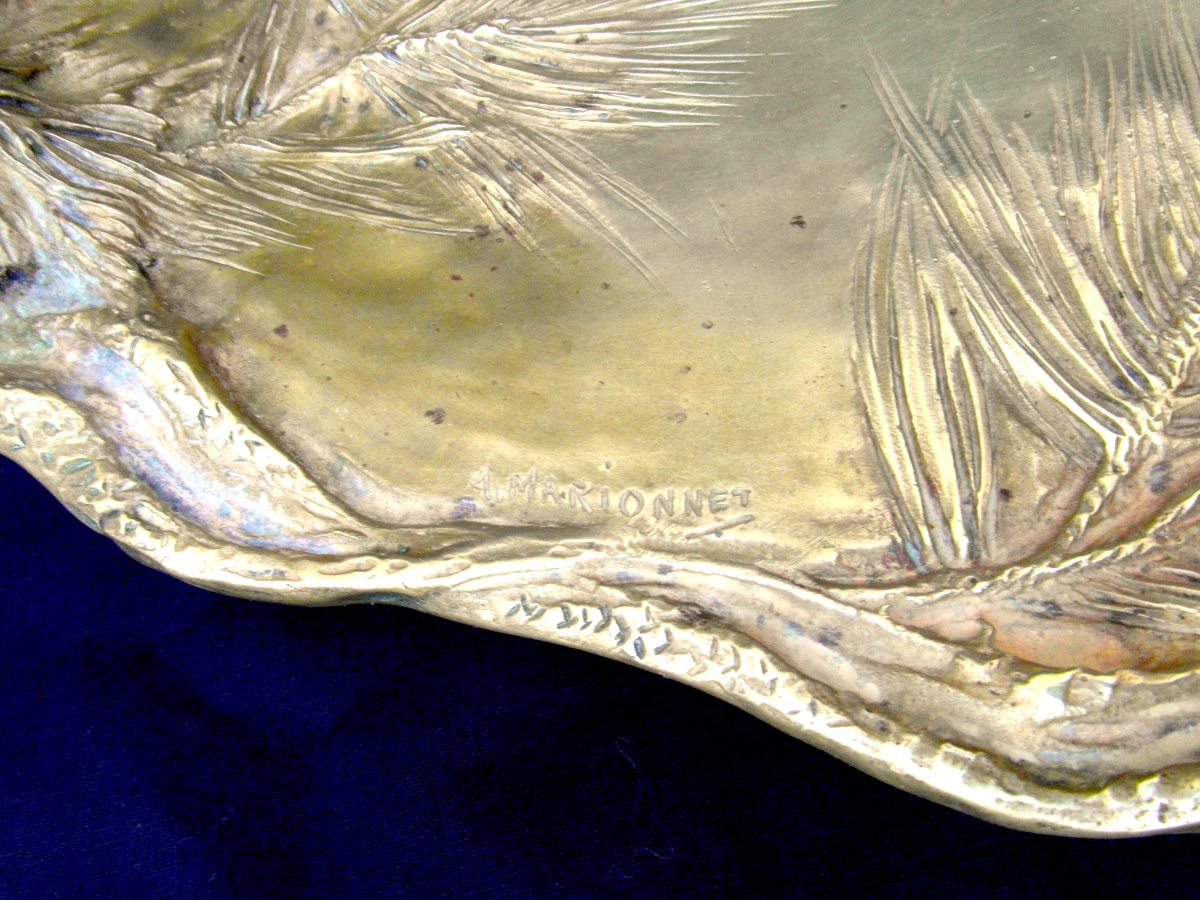 Very Large "pine Cone" Bowl Or Platter In Bronze By A. Marionnet, Circa 1900, Daum Era-photo-6