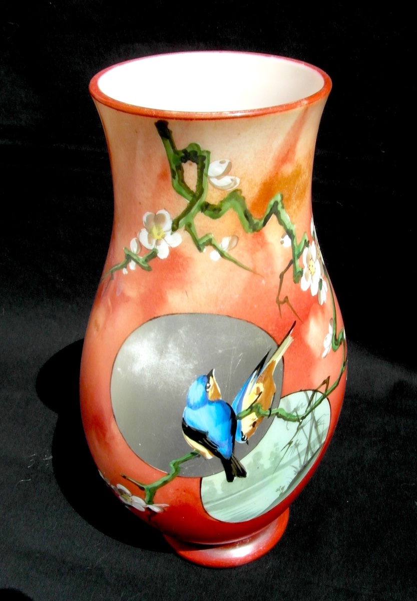 Rare vase Baccarat En Opaline, "mésanges Aux Pommiers", 1880,  Era Daum Galle art-nouveau-photo-2