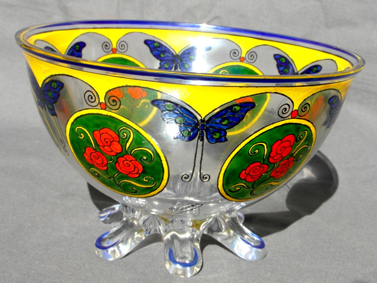  Art Deco "roses And Butterflies" Vase By The Sèvres Crystal Works, Daum Gallé Era, 1920-photo-4