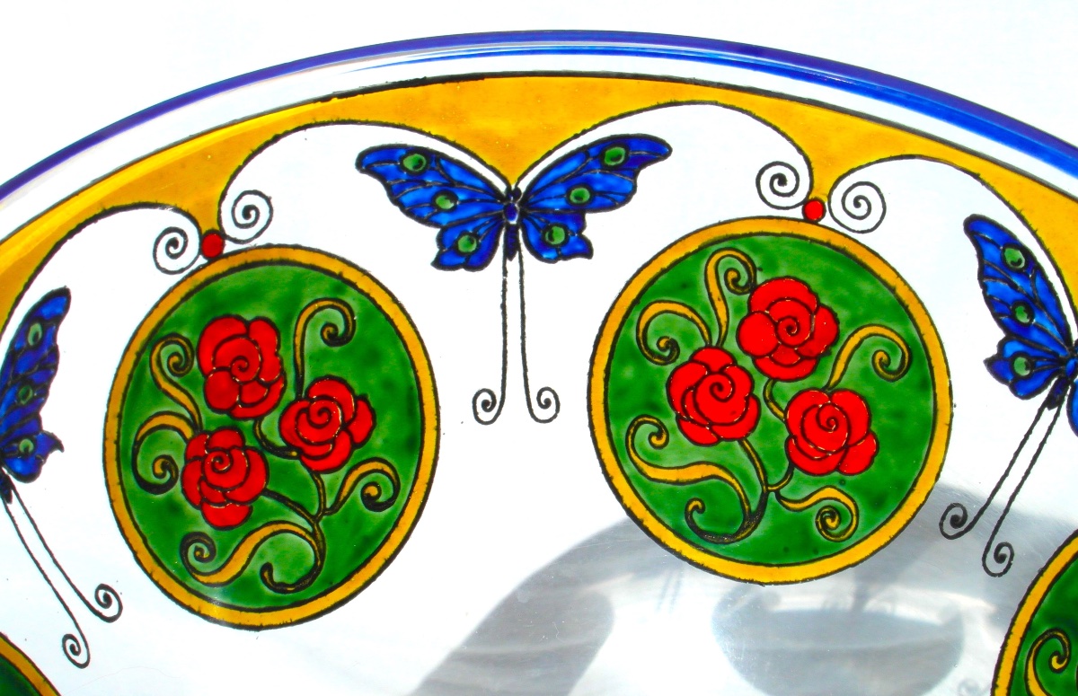  Art Deco "roses And Butterflies" Vase By The Sèvres Crystal Works, Daum Gallé Era, 1920