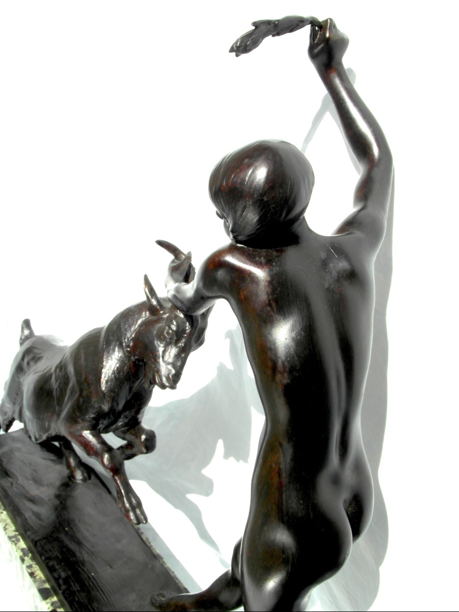 Grand bronze art-déco" "la beauté triomphe de la force" par L. Riché, era susse daum-photo-3