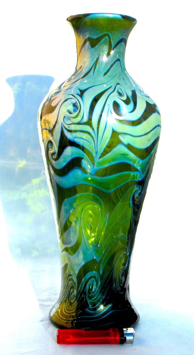Large Iridescent Glass Baluster Vase, Bohemian Loetz, Circa 1900, Era Daum Galle Austria-photo-3