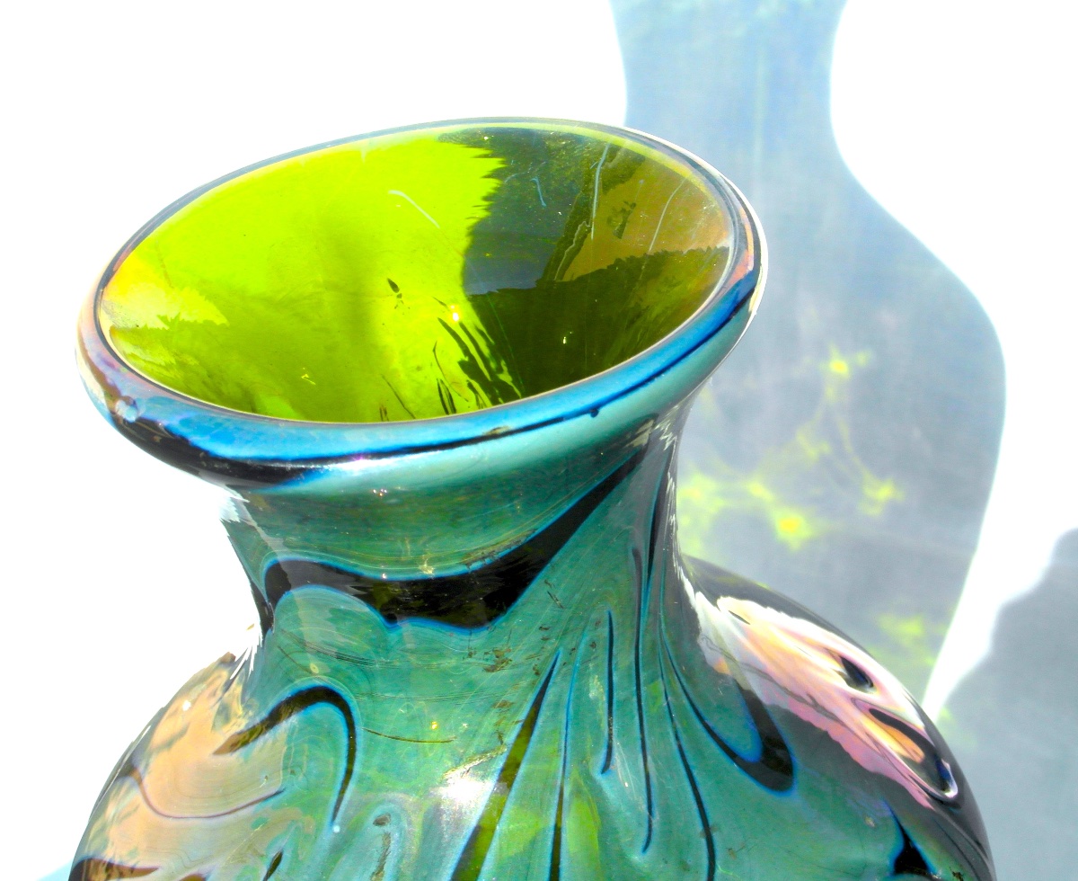 Large Iridescent Glass Baluster Vase, Bohemian Loetz, Circa 1900, Era Daum Galle Austria-photo-2