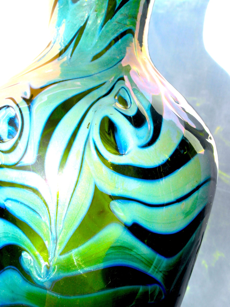 Large Iridescent Glass Baluster Vase, Bohemian Loetz, Circa 1900, Era Daum Galle Austria-photo-3