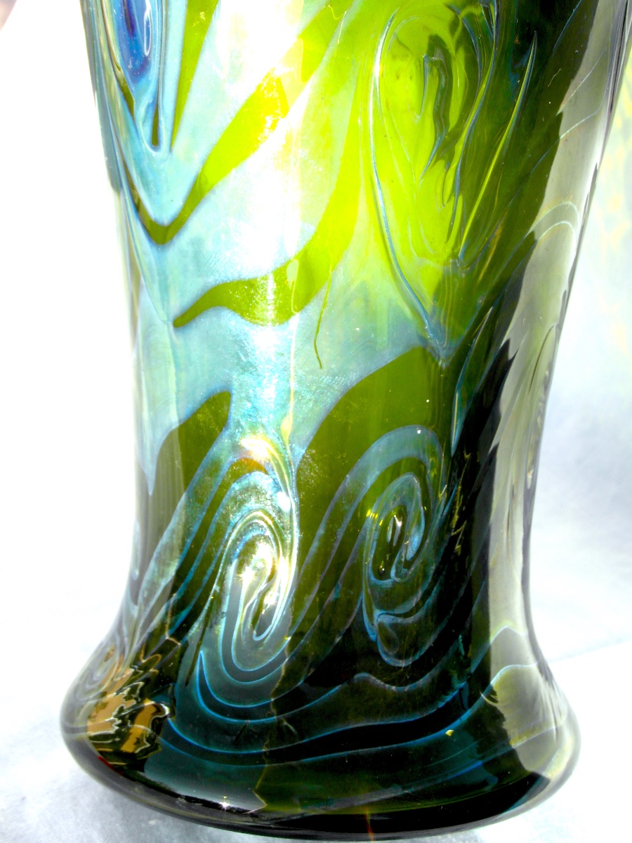 Large Iridescent Glass Baluster Vase, Bohemian Loetz, Circa 1900, Era Daum Galle Austria-photo-4
