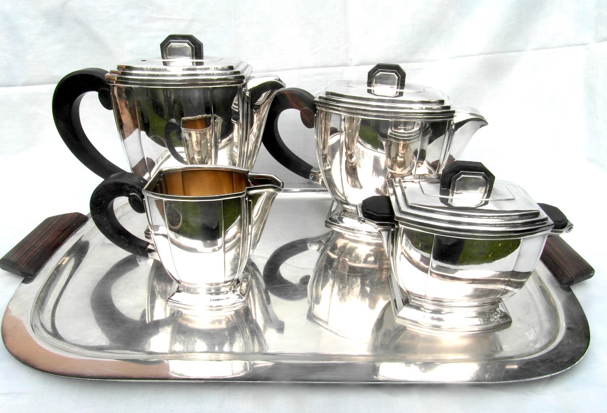 Service à The Et Café Art-deco Par Ravinet d'Enfert, 5 Pièces, Vers 1925 era christofle-photo-2