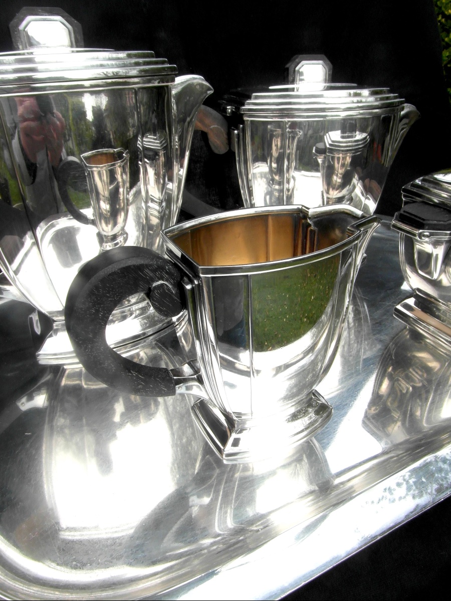 Service à The Et Café Art-deco Par Ravinet d'Enfert, 5 Pièces, Vers 1925 era christofle-photo-1