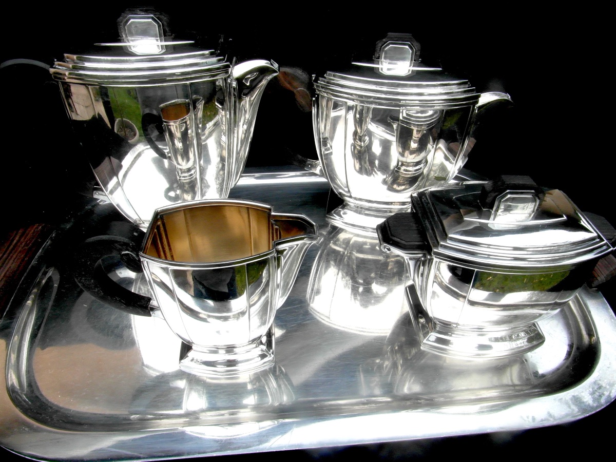 Service à The Et Café Art-deco Par Ravinet d'Enfert, 5 Pièces, Vers 1925 era christofle-photo-2