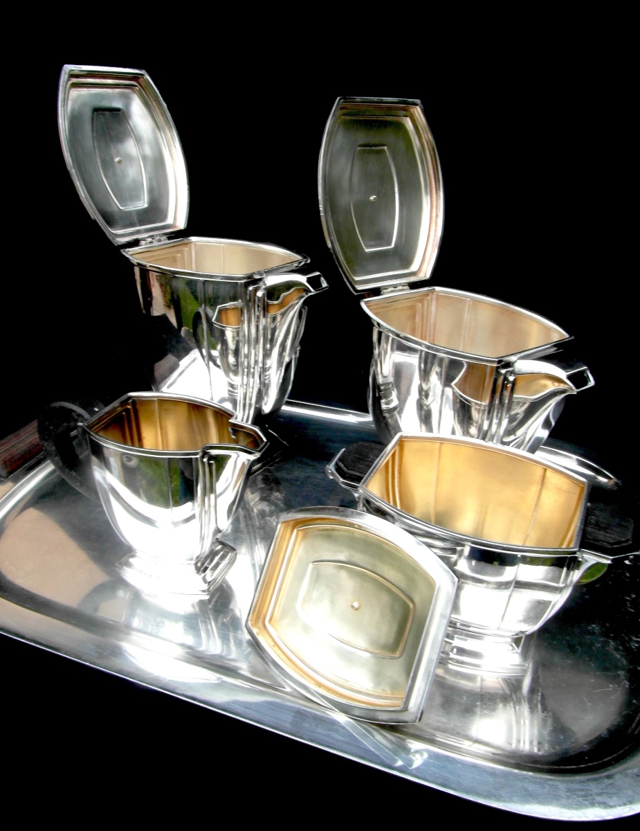 Service à The Et Café Art-deco Par Ravinet d'Enfert, 5 Pièces, Vers 1925 era christofle-photo-3
