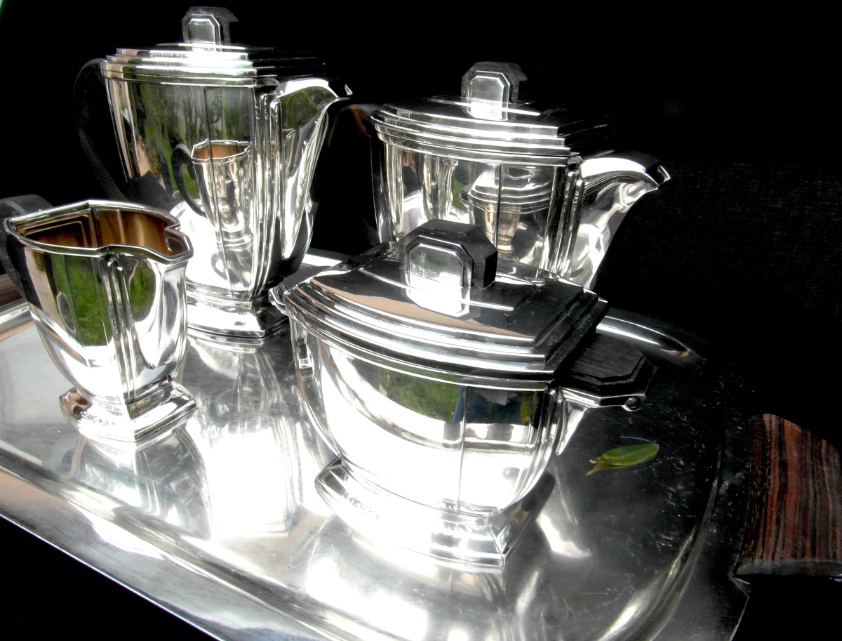 Service à The Et Café Art-deco Par Ravinet d'Enfert, 5 Pièces, Vers 1925 era christofle-photo-4