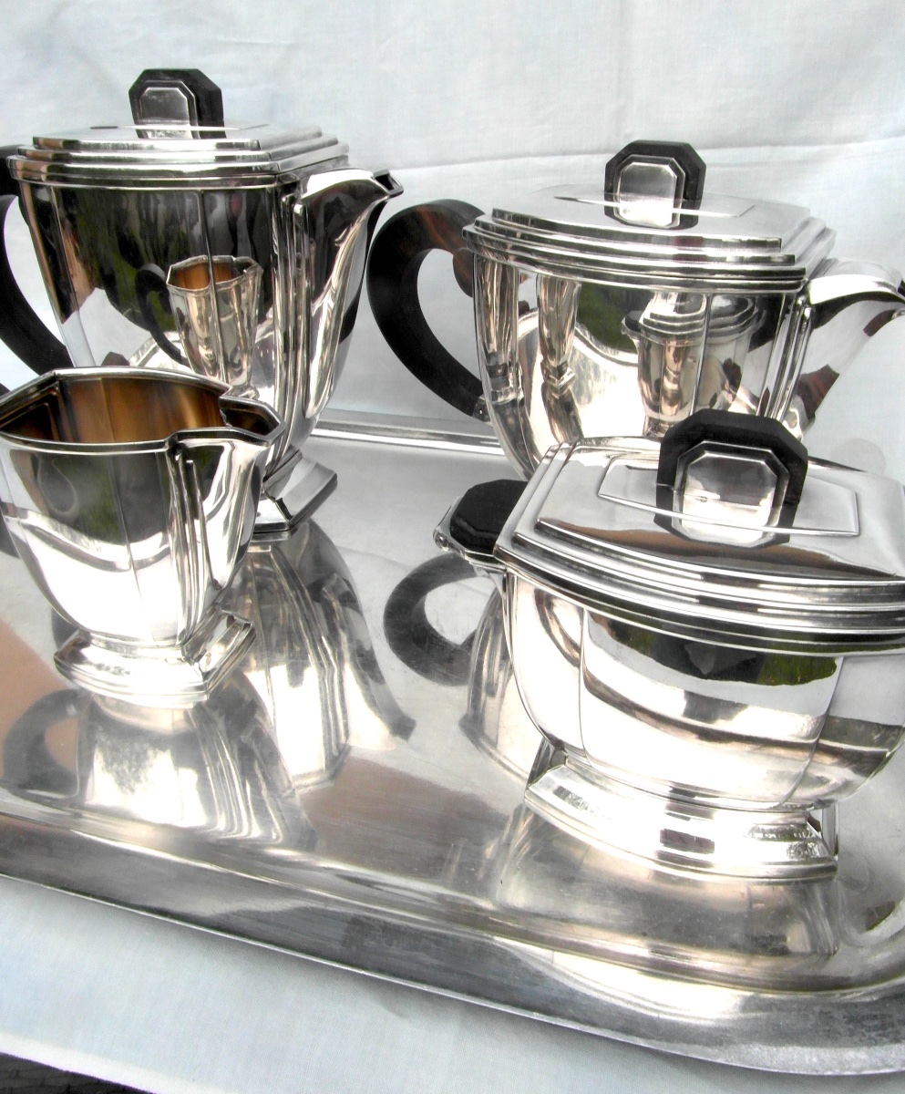Service à The Et Café Art-deco Par Ravinet d'Enfert, 5 Pièces, Vers 1925 era christofle