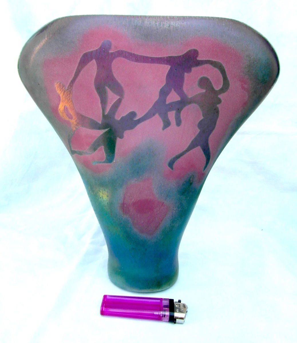 Rare "la Farandole" Vase By Ada Loumani, Engraved And Iridescent, Era Novaro, Daum, Mallemouche, Biot-photo-3