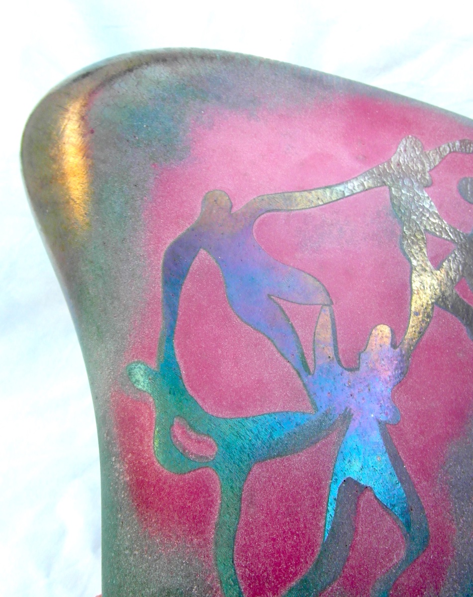 Rare "la Farandole" Vase By Ada Loumani, Engraved And Iridescent, Era Novaro, Daum, Mallemouche, Biot-photo-1