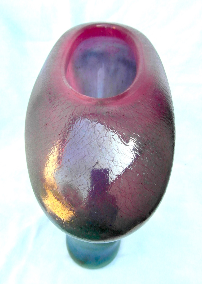 Rare "la Farandole" Vase By Ada Loumani, Engraved And Iridescent, Era Novaro, Daum, Mallemouche, Biot-photo-2