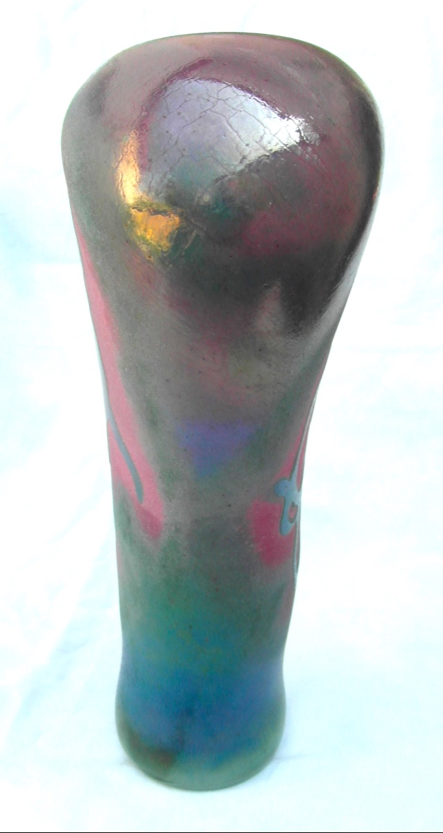 Rare "la Farandole" Vase By Ada Loumani, Engraved And Iridescent, Era Novaro, Daum, Mallemouche, Biot-photo-3
