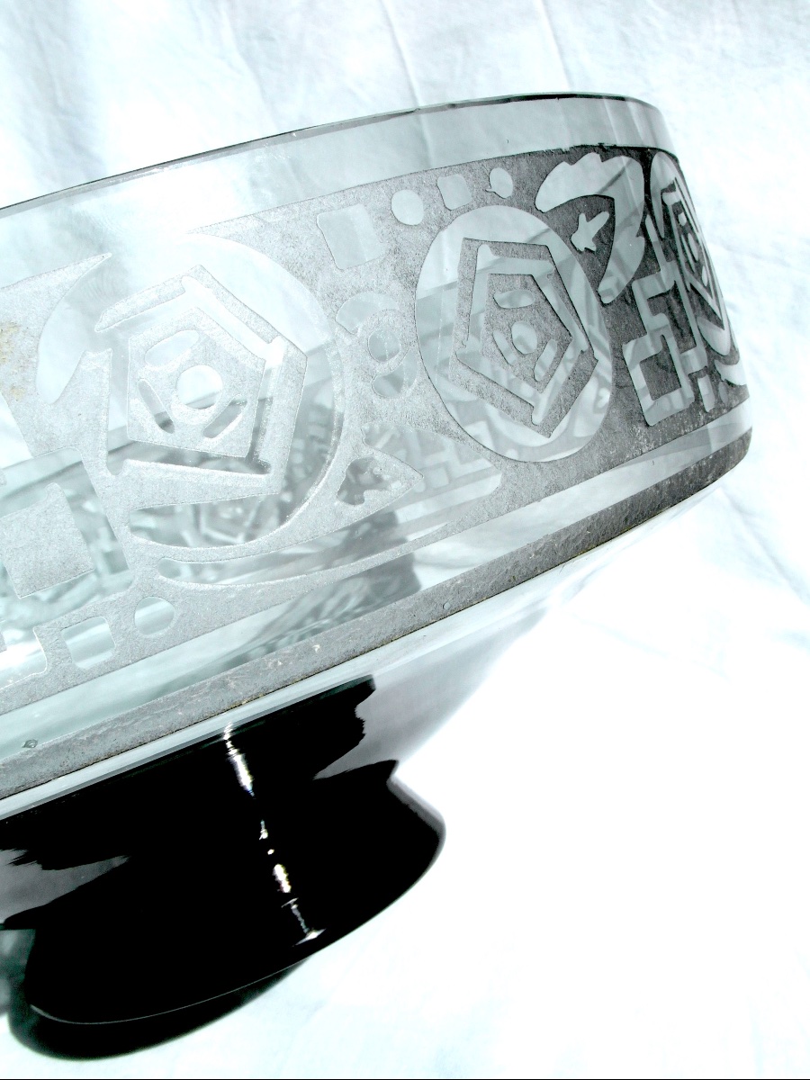 Large, Tall Goblet Engraved With Stylized Roses By Daum, Art Deco Era, Galle, 1925-photo-4