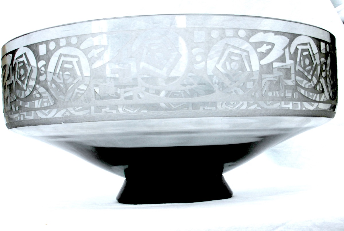 Large, Tall Goblet Engraved With Stylized Roses By Daum, Art Deco Era, Galle, 1925-photo-3