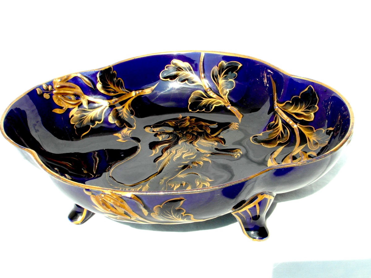 Heraldic Lion Stemmed Cup, Kg Lunéville, Gallé Era, 1900 -photo-3
